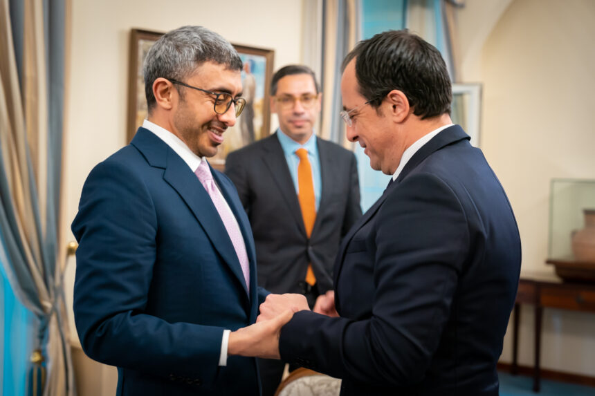H.H. Sheikh Abdullah bin Zayed Al Nahyan, UAE Minister of Foreign Affairs and International Cooperation, was received by Nikos Christodoulides, President of Cyprus, during his working visit to Nicosia.