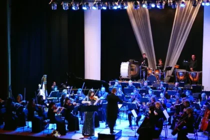 Screengrab from a video of a Khmelnitsky Orchestra performance. The first dates of its UK tour had to be cancelled.