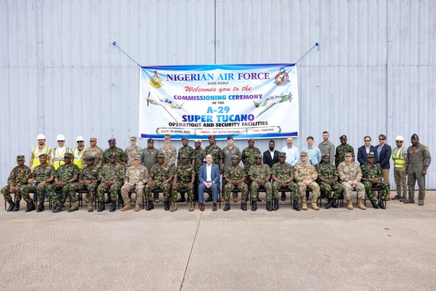 Nigerian & U.S. officials at the Kainji Air Force base in Nigeria