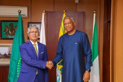 The Hon. Minister of Foreign Affairs, H.E. Geoffrey Onyeama received on audience H.E. Mohammed S.O. Salek, Minister Adviser to the President on Diplomatic Affairs and Special Envoy of H.E. President Brahim Ghali of Saharawi Arab Democratic Republic on 28th April, 2023.