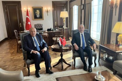 Egypt's Foreign Minister Sameh Shoukry and his Turkish counterpart Mevlut Çavusoglu. (Photo courtesy of Spokesperson of the Egyptian Foreign Ministry)