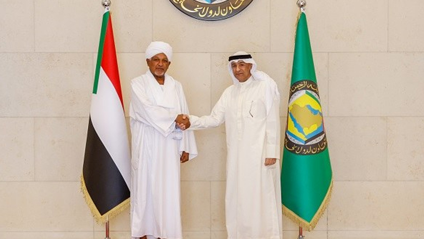 Head of the Persian Gulf Cooperation Council (PGCC), Jasem Al-Budaiwi and Dafallah Al-Haj Ali, undersecretary at the Ministry of Foreign Affairs