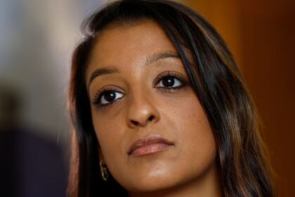 Tara Tahbaz, daughter of Iranian-American environmentalist Morad Tahbaz, who is held in Iran’s Evin prison and also has British nationality, looks on before an interview with Reuters in Madrid, Spain, April 22, 2023. REUTERS/Juan Medina