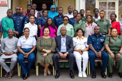Participants and facilitators pictured with the Country Director, USAMRD-A/N, Helina Meri, and the DG, NMODHIP, Brig. Gen. NAE Okeji (rtd) at the cervical cancer screening training.