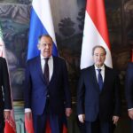 Foreign ministers of Iran, Russia, Syria and Turkey, Hossein Amir-Abdollahian, Sergey Lavrov, Faisal Mekdad and Mevlut Cavusoglu © Valery Sharufulin/TASS