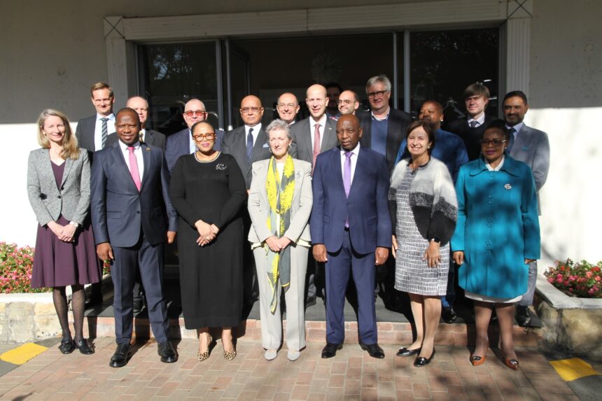 The Honourable Minister of Foreign Affairs and International Relations, Hon. Lejone Mpotjona and The European Union Head of Delegation H.E. Ms. Paola Amadei at the Lesotho-EU Annual Dialogue Strengthens Cooperation. Photo: MFAIR Lesotho