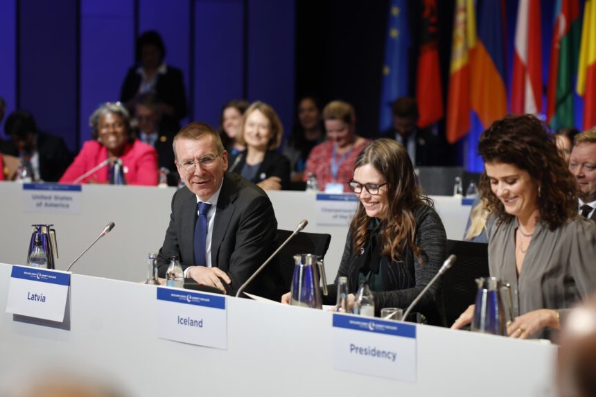 Minister of Foreign Affairs of Latvia, Edgars Rinkēvičs, took part in the official handover ceremony for the Presidency of the Committee of Ministers of the Council of Europe. Photo: Icelandic Ministry for Foreign Affairs