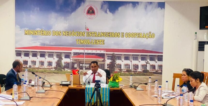Timor-Leste delegates, Joao Coimbra and Pedro Laranjeira, lead virtual meeting at 17th ASEAN-GO-NGO Forum on Social Welfare and Development. Photo: MoFAC Timor-Leste