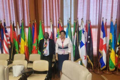 Deputy Minister Fish Mahlalela with South African Ambassador to Cuba, HE Pinky Phosa at the G77+China Tourism Ministerial Meeting in Havana, Cuba.