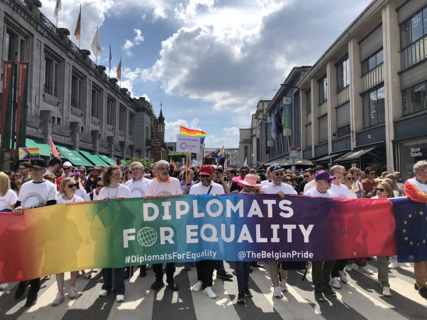 Diplomats for Equality walk with the Belgian European Pride through Brussels celebrating equality & diversity. Photo: @DBoBruessel