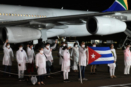A Cuban team of 216 health professionals arrive at the Waterkloof Airforce Base in Pretoria to help fight the spread of Covid-19 in South Africa.