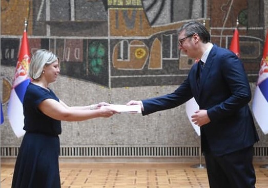 In Belgrad, the Ambassador Extraordinary and Plenipotentiary of the Republic of Latvia, Ieva Briede, presented her credentials to the President of the Republic of #Serbia, Aleksandar Vučić. Photo: MFA Latvia