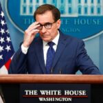 John Kirby speaks at the White House press briefing on May 16 [Evelyn Hockstein/Reuters]