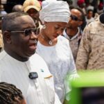 Sierra Leone's President Julius Maada Bio after casting his vote in national elections at a polling station in Freetown, Sierra Leone, June 24, 2023 [Cooper Inveen/Reuters]