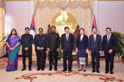 H.E. Mr. Prashant Agrawal, Ambassador of India to Lao PDR, presented credentials to H.E. Mr. Thongloun Sisoulith, President of Lao PDR, at a ceremony held at Presidential Palace, Hokham. Photo: India in Lao PDR