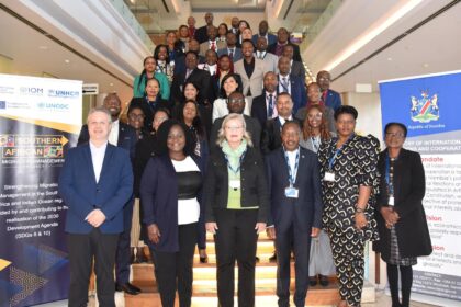 Amb. Penda Naanda, Executive Director in the Ministry of International Relations and Cooperation, delivers the Opening Remarks at the Regional Capacity Building Workshop on Diaspora Engagement and Mapping Toolkit in the SADC Region. Photo: MoIRC Namibia