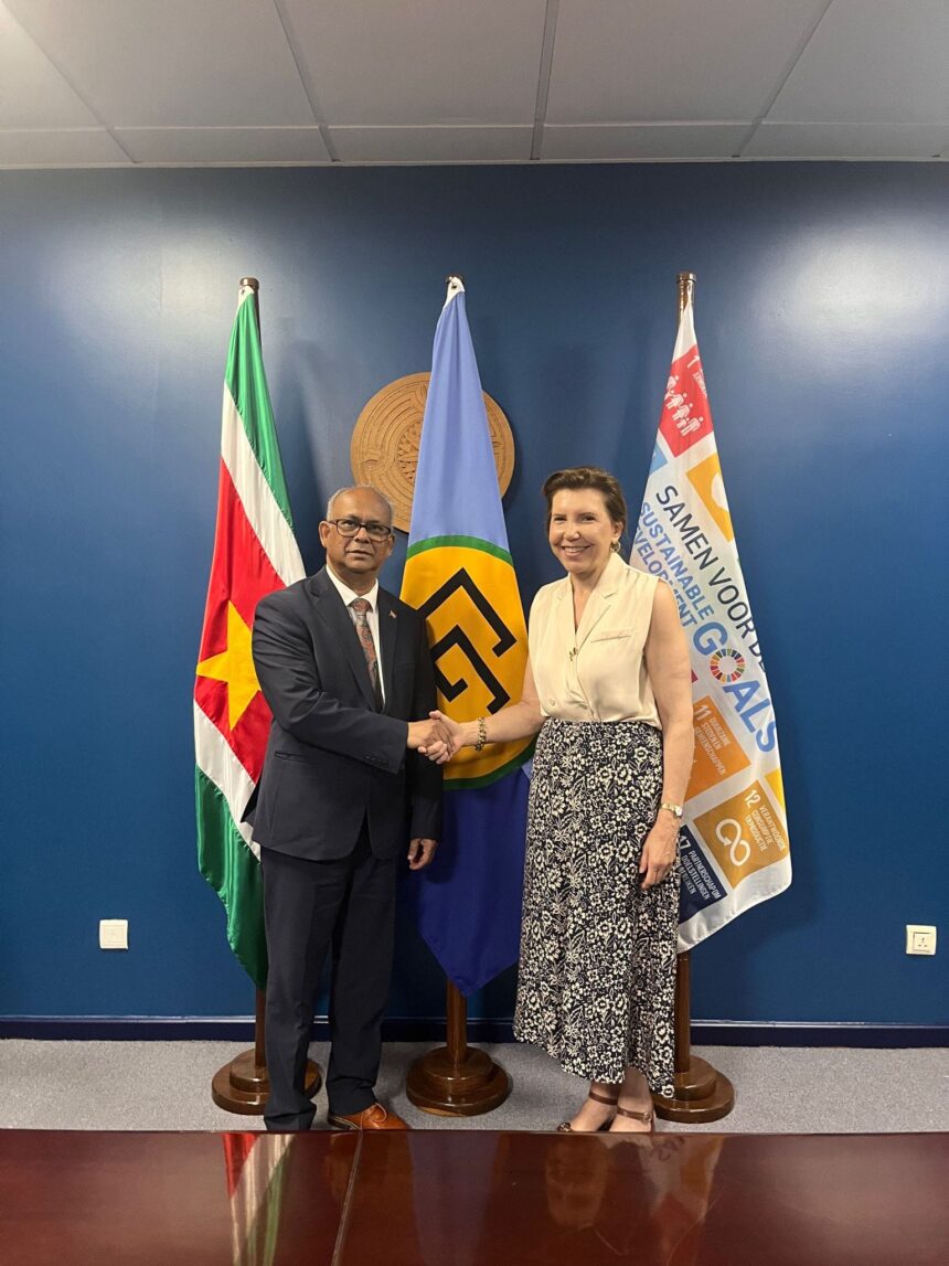 The French Embassy has the honor of welcoming the Director of the Americas and the Caribbean, Michele Ramis, for her first visit to Suriname. Photo: France in Suriname and Guyana