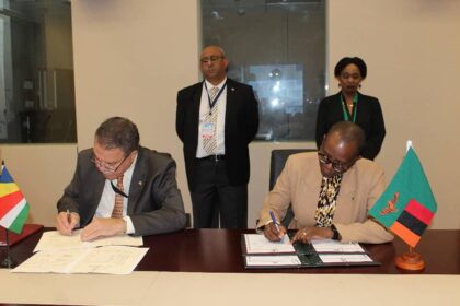 Ambassador Isabelle Lemba, Permanent Secretary - Zambia International Relations and Cooperation and His Excellency Mr. Claude Morel, High Commissioner of Seychelles accredited to Zambia Photo: MoFAIC Zambia