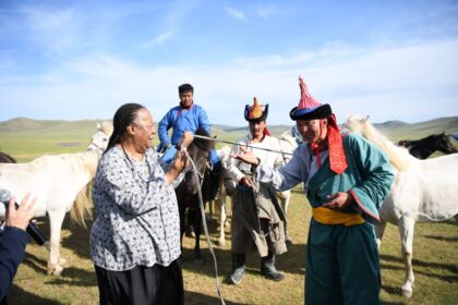Minister Naledi Pandor and other Heads of Delegations attend the Mini Naadam Festival at the Mongol Normadic Cultural Heritage Centre, in Mongolia. Photo: DIRCO SA