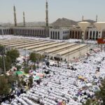 Muslim pilgrims pray at Namira Mosque on the plain of Arafat during the annual haj pilgrimage, outside the holy city of Mecca, Saudi Arabia. Reuters