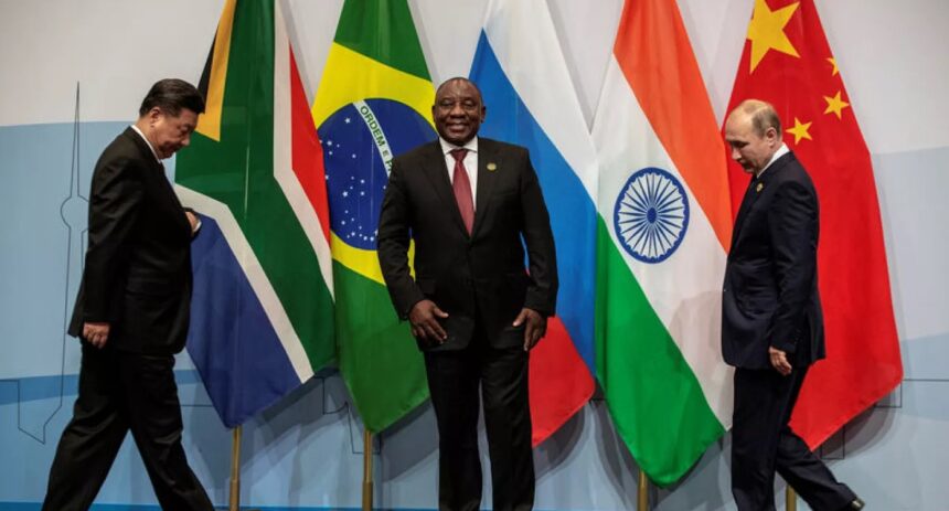 Xi Jinping, Vladimir Putin, and Cyril Ramaphosa