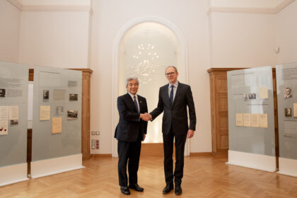 7 July 2023. State Secretary Andris Pelšs meets with Japan-Latvia Parliamentary Friendship Group Chairman Hirofumi Nakasone to discuss bilateral relations and global security. Photo: MoFAR Latvia