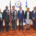 Foreign Affairs Cabinet Secretary Dr. Alfred Mutua met Ms. Aisa Kirabo Kacyira, Head of the United Nations Support Office in Somalia( UNSOS). Photos: MoFA Kenya