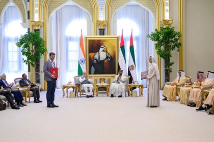 UAE President His Highness Sheikh Mohamed bin Zayed Al Nahyan and the Prime Minster of India, Narendra Modi