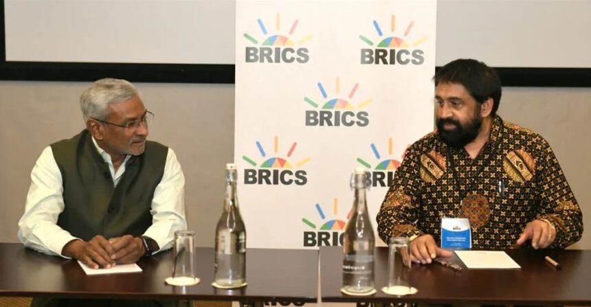 Professor Anil Sooklal (right) with Dammu Ravi, ahead of the 15th BRICS Summit. Twitter/ @BRICSza