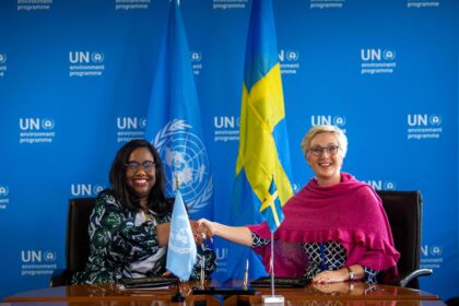 Sonja Leighton-Kone signs a new 3-year partnership agreement with Sweden in support of UNEP’s work to tackle the triple planetary crisis. 24 Dec 2022 Photo: UNEP