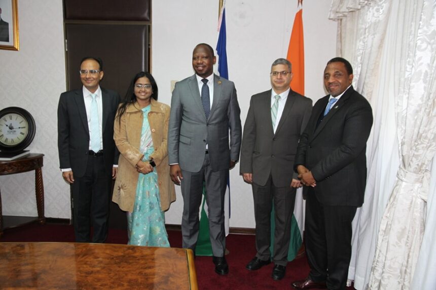The Ministry of Foreign Affairs and International Relations is hosting the Joint Secretary - East and Southern Africa Division of the Ministry of External Affairs of the Republic of India, Mr. Shri Puneet R. Kundal, who is leading the Indian delegation to the Kingdom of Lesotho on 1-3 August, 2023, for the 5th Lesotho-Indian Joint Bilateral Commission for Cooperation (JBCC) meeting to be held on the 2nd August, 2023. Photo: MoFAIR Lesotho