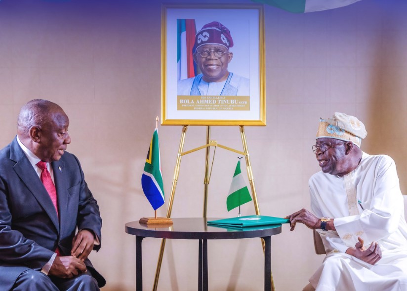 President of the Federal Republic of Nigeria, Bola Ahmed Tinubu and South African President, Cyril Ramaphosa in New York City.