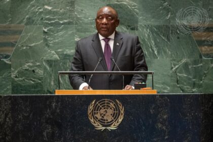 South African President Cyril Ramaphosa at the 78th UN General Assembly in New York. Photo: UN