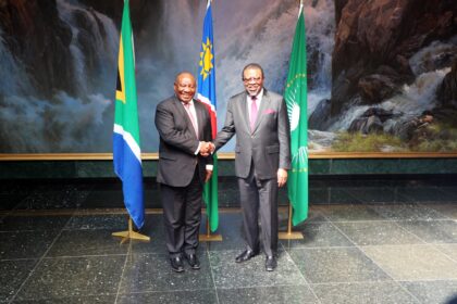 His Excellency Dr. Hage G. Geingob, President of the Republic of Namibia, His Excellency Mr. Cyril Matamela Ramaphosa, President of the Republic of South Africa, co-chaired the 3rd Session of the Namibia-South Africa Bi-National Commission (BNC), which was held on 13 October 2023, in Windhoek, Namibia.