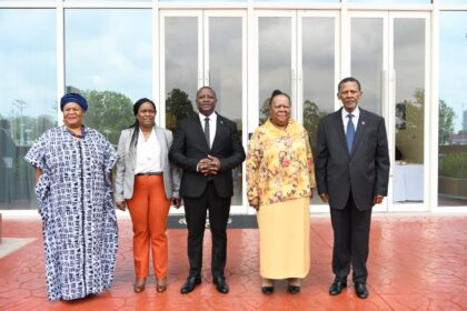Foreign Affairs Minister Stanley Kakubo welcomes Minister of International Relations and Cooperations of the Republic of South Africa Dr Naledi Pandor on arrival at Mulungushi International Conference Centre,Kk Wing for the 1st Zambia-South Africa Diplomatic Consultations on Friday , October 20, 2023-Picture by THOMAS NSAMA/ZANIS