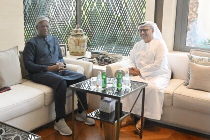 Dr. Anwar Gargash, Diplomatic Adviser to the UAE President, and Abdoulaye Bathily, Special Representative of the Secretary-General for Libya. Photo: WAM