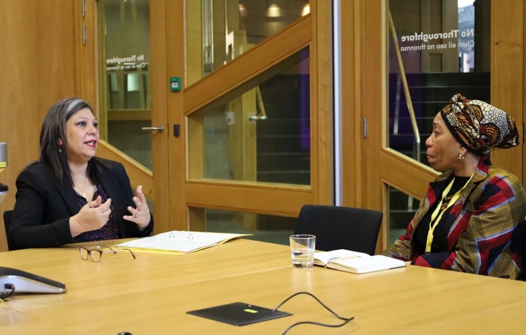 Zambia’s High Commissioner to the United Kingdom Ms. Macenje Mazoka (Left) Scottish Minister for International Development, Ms Kaukab Stewart (Right) (Picture Curtesy of ZHC Press Office)