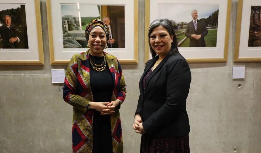 Zambia’s High Commissioner to the United Kingdom Ms. Macenje Mazoka (Left) Scottish Minister for International Development, Ms Kaukab Stewart (Right) (Picture Curtesy of ZHC Press Office)