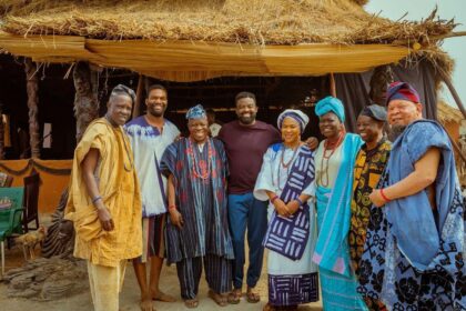 Kunle Afolayan and other actors on set Photo: KAP