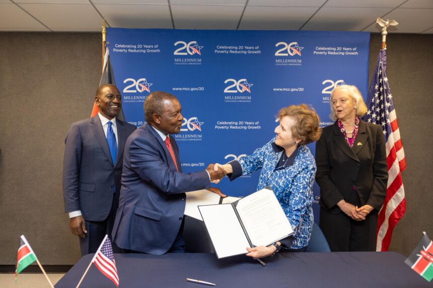 President William Ruto, The Millennium Challenge Corporation CEO Alice Albright was present in the event that took place on Thursday in Washington, D.C. Photo: MoFA Kenya