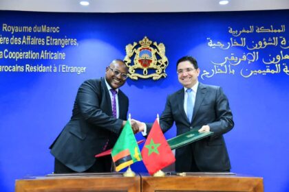 Hon Mulambo Haimbe, S.C, M.P., Acting Minister of Foreign Affiars and International Cooperation held bilateral meetings with his Moroccan counterpart His Excellency Mr. Nasser Bourita, Minister of Foreign Affairs, African Cooperation and Moroccans Expatriates in Rabat, Morroco on 24th May 2024. Photo: MoFAIC Zambia