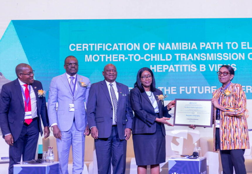 On May 6th, 2024, Namibia is honored for healthcare achievements. The WHO awards Namibia for outstanding progress in eliminating Mother-To-Child Transmission of HIV and HBV. Photo. Namibia Ministry of Health
