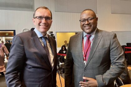 Hon. Mulambo Haimbe, SC, M.P, Acting Minister of Foreign Affairs and International Cooperation with His Excellency Mr. Lars Løkke Rasmussen, Minister of Foreign Affairs of the Kingdom of Denmark. Photo: MoFAIC Zambia