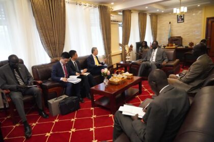 Juba, 14 May 2024 (MFA&IC) - The Minister of Foreign Affairs and International Cooperation, Hon. Ramadan Mohammed Abdallah Goc, had a cordial meeting with Ma Qiang, Chinese Head of Mission to the Republic of South Sudan. Photo: MoFAIC South Sudan