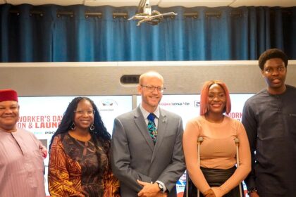 Will Stevens, U.S. Consul General in Lagos, Kola Olugbodi, chaired NGO Background Check International, Olusola Owonikoko, Project Enable Director. Photo: Supplied