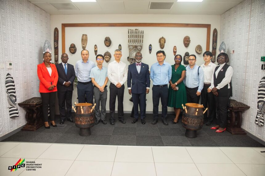 GIPC CEO, Yofi Grant, GIPC Director of Investor Services, Mr. Edward-Ashong Lartey,Mr. He Yali, MD (in charge of investment) for CADFund, Mr. Yang Li, Manager, CADFund, Mr. Cao Xiuzhe, Associate, CADFund, Mr. Peng Xuwei, Chief Representative Officer (Central & West Africa), CADFund, as well as representatives of the Centre’s Investor Services and Corporate Affairs Divisions. Photo: GIPC
