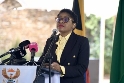 Minister in The Presidency Khumbudzo Ntshavheni launches 30 Years of Freedom and Democracy logo at Freedom Park, Tshwane, Gauteng. [Photos: GCIS]