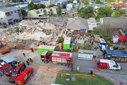 The scene of yesterday afternoon's collapse of a four-storey building in George, South Africa.