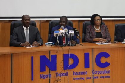 MD/CE Nigeria Deposit Insurance Corporation (NDIC) Mr. Bello Hassan at the press conference on the review of the maximum deposit insurance coverage level on Thursday, 2nd May 2024. Photo: NDIC