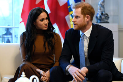 Britain's Prince Harry and Meghan, Duchess of Sussex during a visit to Canada House in London, January 7, 2020. (Daniel Leal-Olivas/Pool Photo via AP)